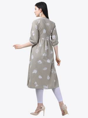 grey Rayon Stitched straight kurta 2