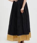 Black Crushed Skirt With Printed Lace At The Bottom