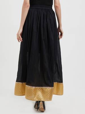 Black Crushed Skirt With Printed Lace At The Bottom 2