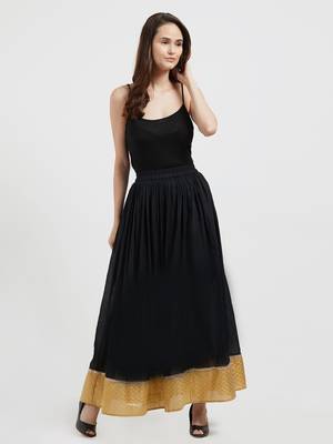 Black Crushed Skirt With Printed Lace At The Bottom 4
