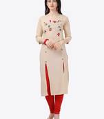 beige Rayon Stitched straight kurta