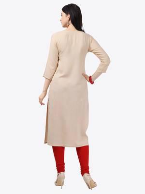 beige Rayon Stitched straight kurta 2