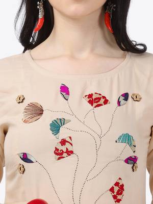 beige Rayon Stitched straight kurta 4