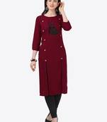 maroon Rayon Stitched straight kurta