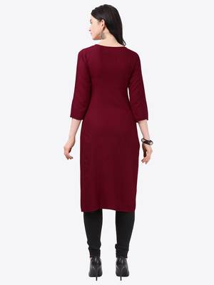 maroon Rayon Stitched straight kurta 2