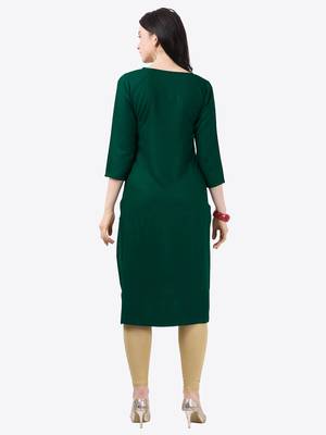 green Rayon Stitched straight kurta 2