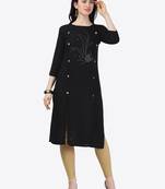 black Rayon Stitched straight kurta