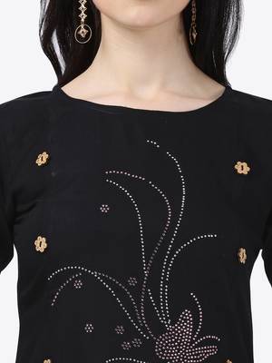 black Rayon Stitched straight kurta 4