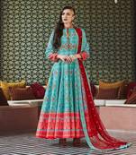 Designer Partywear Sky Blue Heavy Pure Killer Silk Salwar Suit