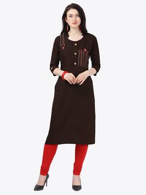 brown Rayon Stitched straight kurta 1