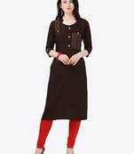brown Rayon Stitched straight kurta