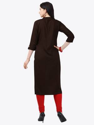 brown Rayon Stitched straight kurta 2