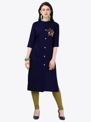 blue Rayon Stitched straight kurta 1