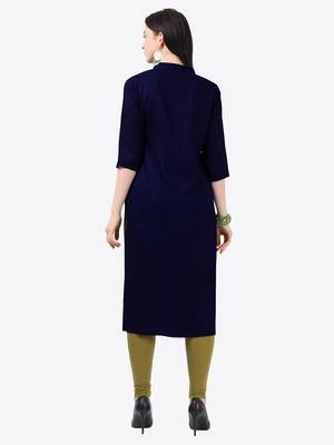 blue Rayon Stitched straight kurta 2