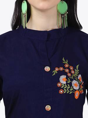 blue Rayon Stitched straight kurta 4
