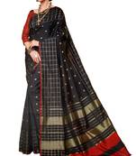 Black Plain Silk Saree With Blouse