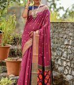 Magneta cotton woven saree