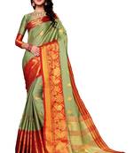 Green Woven Silk Saree With Blouse
