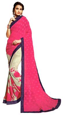 Pink Woven Georgette Saree With Blouse 1