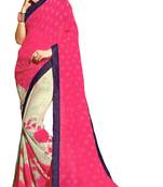 Pink Woven Georgette Saree With Blouse