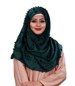 Cyan Color Pom Pom Viscose Cotton Arabian Scarf Hijab For Women