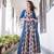 All Season Designer Blue With Multycolor Pure Maslin Gown