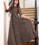 All Season Designer Grey Brown Pure Maslin Gown