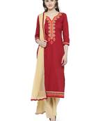 WINE EMBROIDERED Unstitched Dress Material