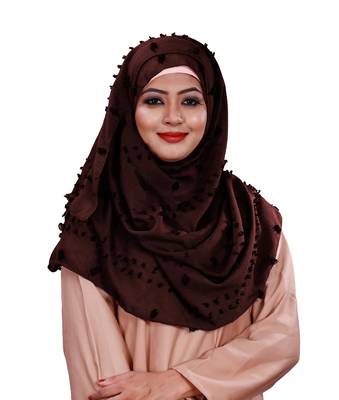 Maroon Color Festive Wear Viscose Cotton Arabian Scarf Hijab For Women 1