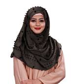 Metallic Grey Color Viscose Cotton Pom Pom Hijab Scarf