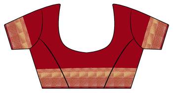 Red hand woven silk blend saree with blouse 5