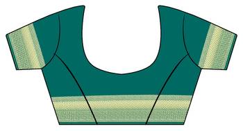 Green hand woven silk blend saree with blouse 4