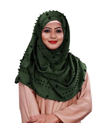 Pom Pom Viscose Cotton Arabian Scarf Hijab For Women 1