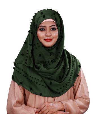 Pom Pom Viscose Cotton Arabian Scarf Hijab For Women 4