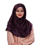 Purple Color Viscose Cotton Pom Pom Design Scarf Hijab
