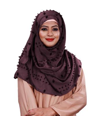Pom Pom Viscose Cotton Arabian Scarf Hijab For Women 1