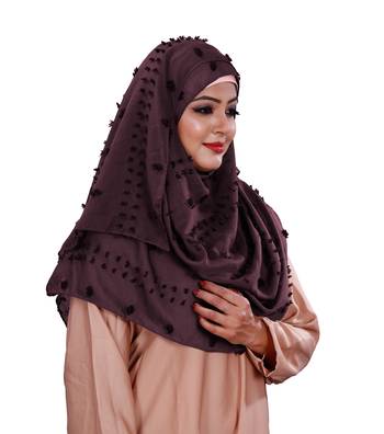 Pom Pom Viscose Cotton Arabian Scarf Hijab For Women 4