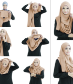 Ivory Color Stitched 2 Loop Instant Hijab Scarf For Women