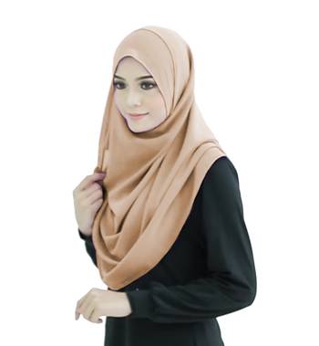 Ivory Color Stitched 2 Loop Instant Hijab Scarf For Women 3