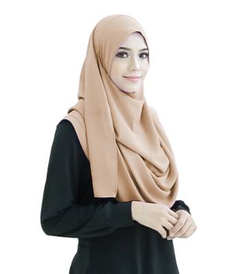 Ivory Color Stitched 2 Loop Instant Hijab Scarf For Women 4