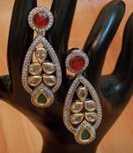 Ethnic Antique Stunning Kundan Zircon Fusion dangler Earrings