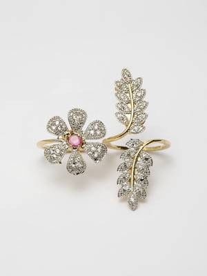 Flower Silver Plated AD Ring 2