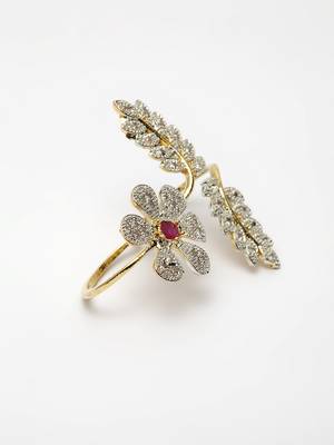 Flower Silver Plated AD Ring 3