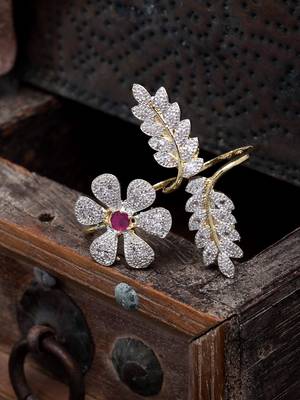 Flower Silver Plated AD Ring 5