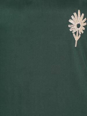 Bottle green Plain Solid Round neck Knee long Rayon Gota work Straight Kurta & Kurti Palazzo set for Women 7