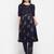 Navy Gold foil printed Round neck Knee long Rayon Anarkali Kurta & Kurti Pants set for Women