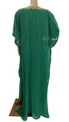 green georgette moroccan islamic dubai kaftan farasha zari and stone work dress 3