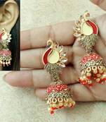 Lalso Beautiful Kundan MultiColour Meenakari Matt Finish Peacock Jhumka Earrings - LMNJ04_MR