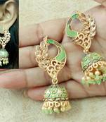 Lalso Beautiful Kundan MultiColour Meenakari Matt Finish Peacock Jhumka Earrings - LMNJ05_PGR