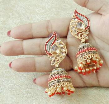 Lalso Beautiful Kundan MultiColour Meenakari Matt Finish Jhumka Earrings - LMNJ06_MR 2